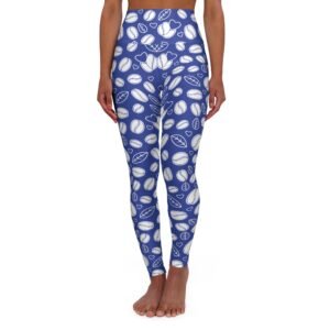 Coffee Lover High Waisted Yoga Leggings - Trendy Workout Pants - Coffee Beans and Hearts Pattern