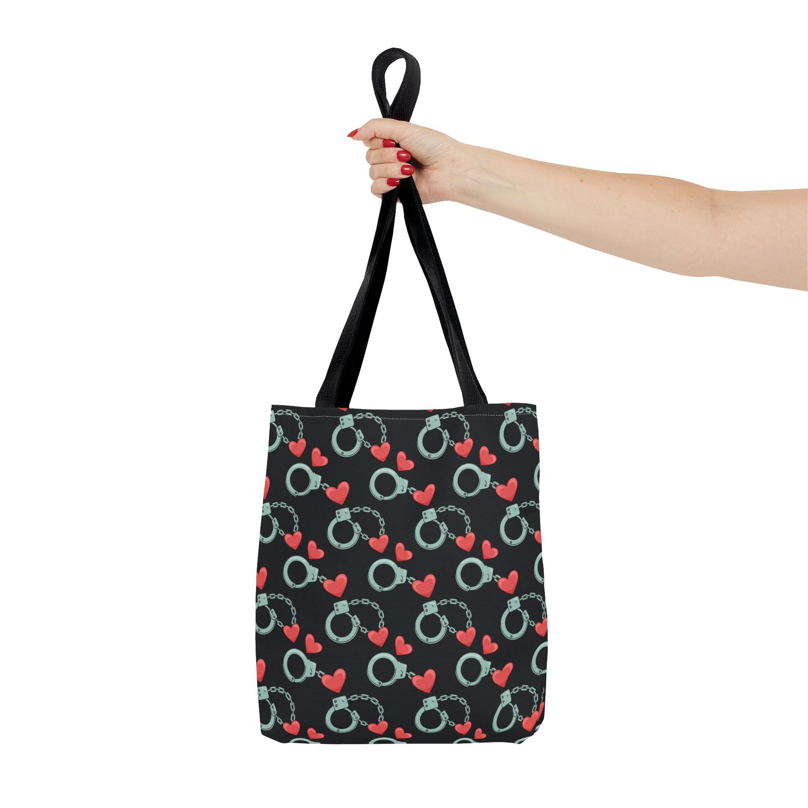 Tote Bag - 2 Wheels - Handcuffs and Hearts Pattern - Adult Innuendo - Image 4