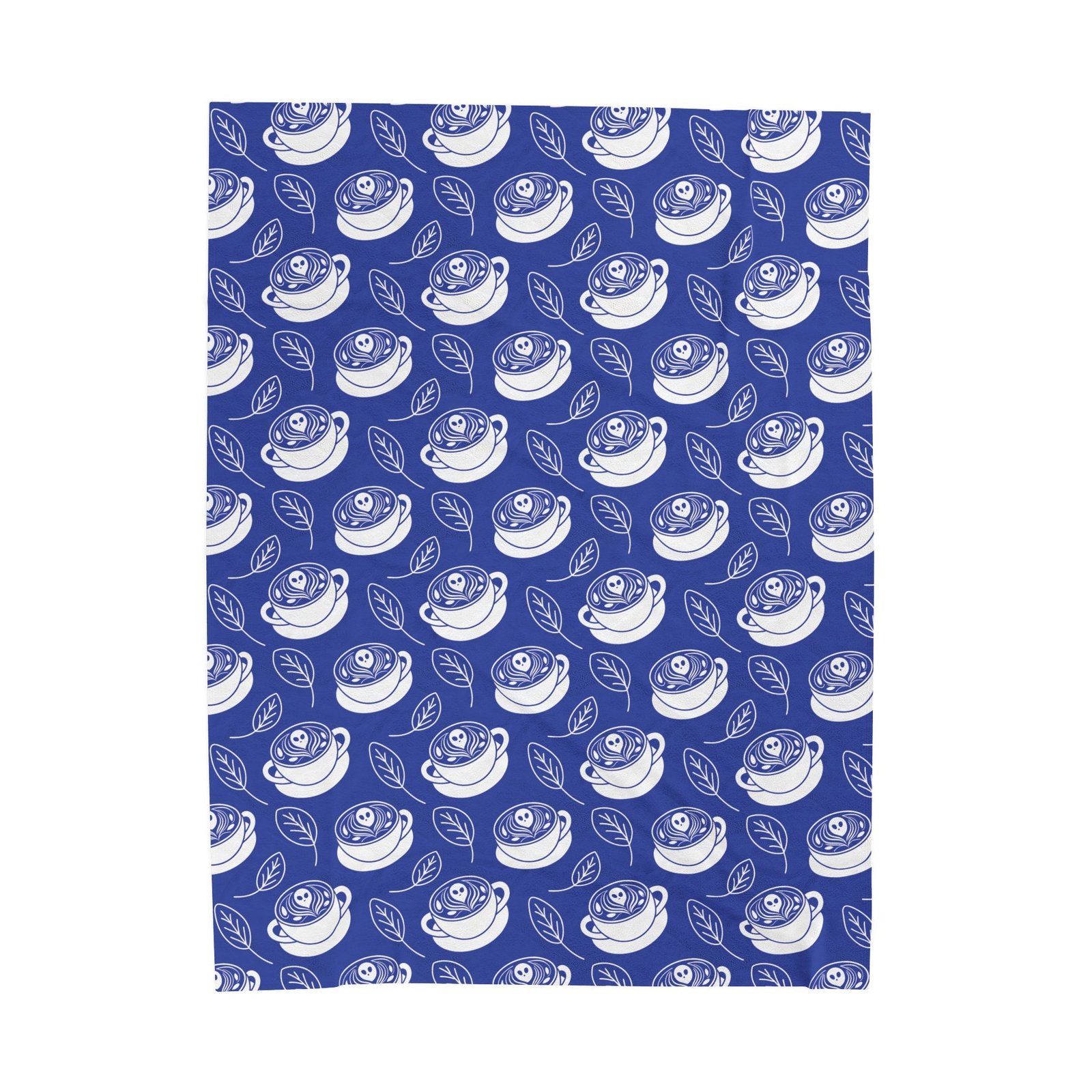 Velveteen Plush Blanket - Latte Coffee Cup, Ghosts, Leaves Pattern - Spring Summer Anytime - Image 13
