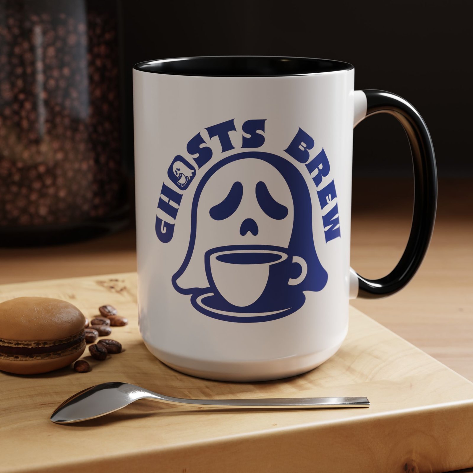 Accent Coffee Mug - 11 oz Or 15 oz - White Mug with Black Handle and Inside - Ghosts Brew Cup - Image 10