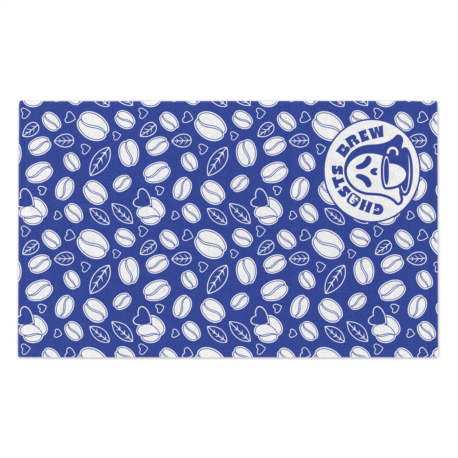 Coffee Beans and Hearts Rally Towel - Blue - Perfect for Baking, Beach Days & Sports Events - Ghosts Brew - Image 2