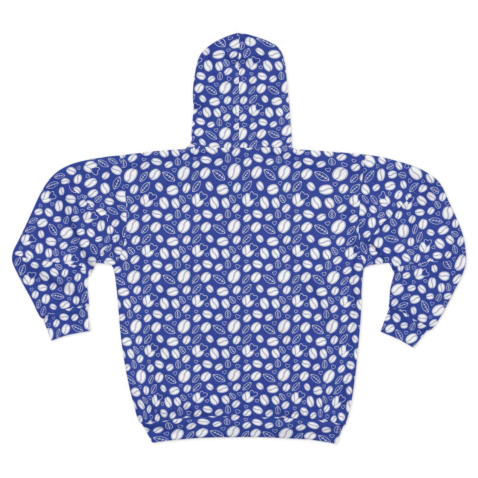Cozy Unisex Zip Hoodie with Stylish Coffee Beans and Hearts Pattern - Perfect for Any Occasion - Image 3