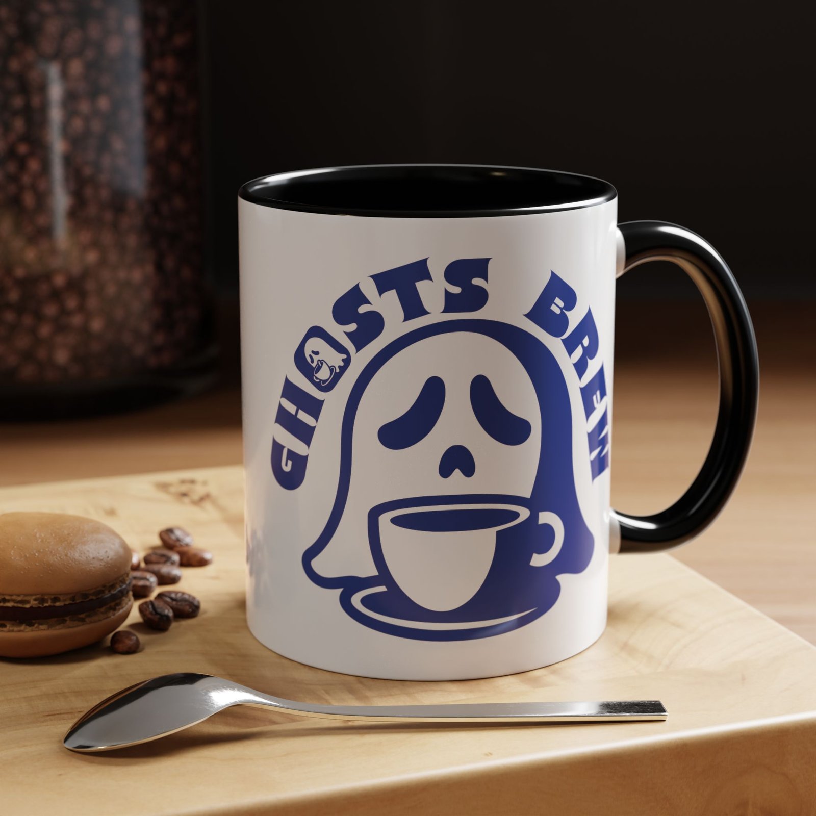 Accent Coffee Mug - 11 oz Or 15 oz - White Mug with Black Handle and Inside - Ghosts Brew Cup - Image 5