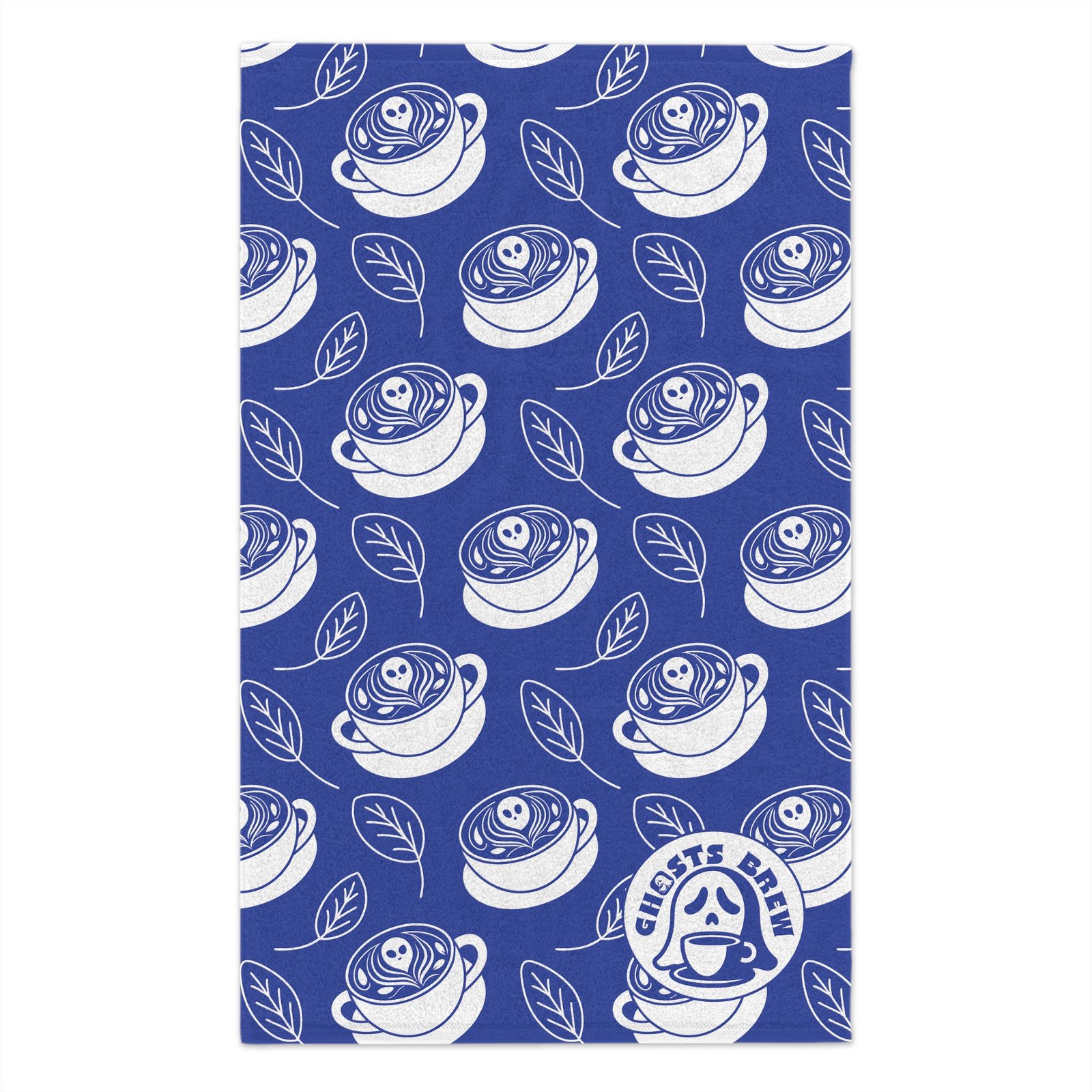 Rally Towel - Latte and Leaf Pattern - Perfect for Baking, Beach Days & Sports Events - Ghosts Brew