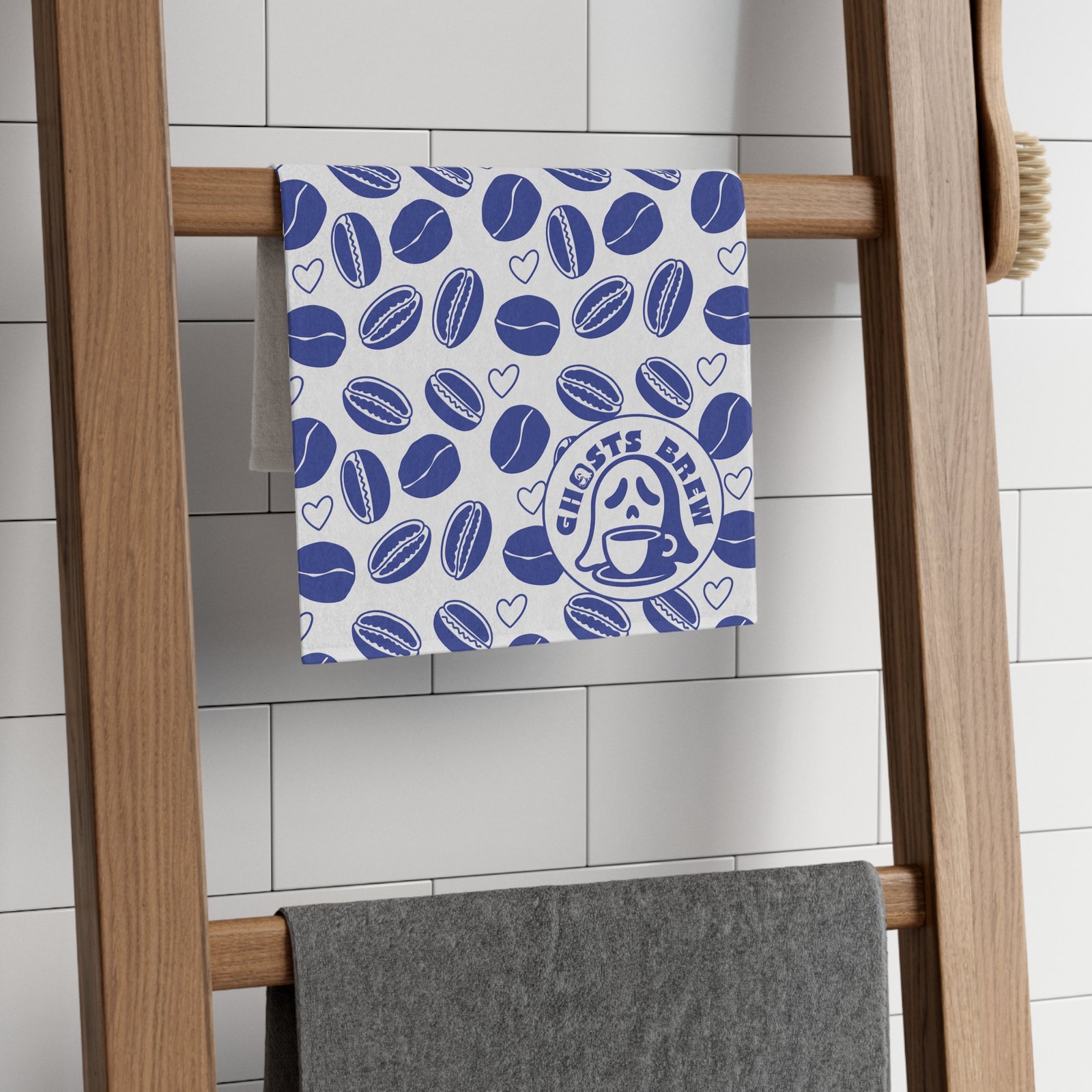 Coffee Beans and Hearts Rally Towel - Perfect for Baking, Beach Days & Sports Events - Ghosts Brew - Image 5