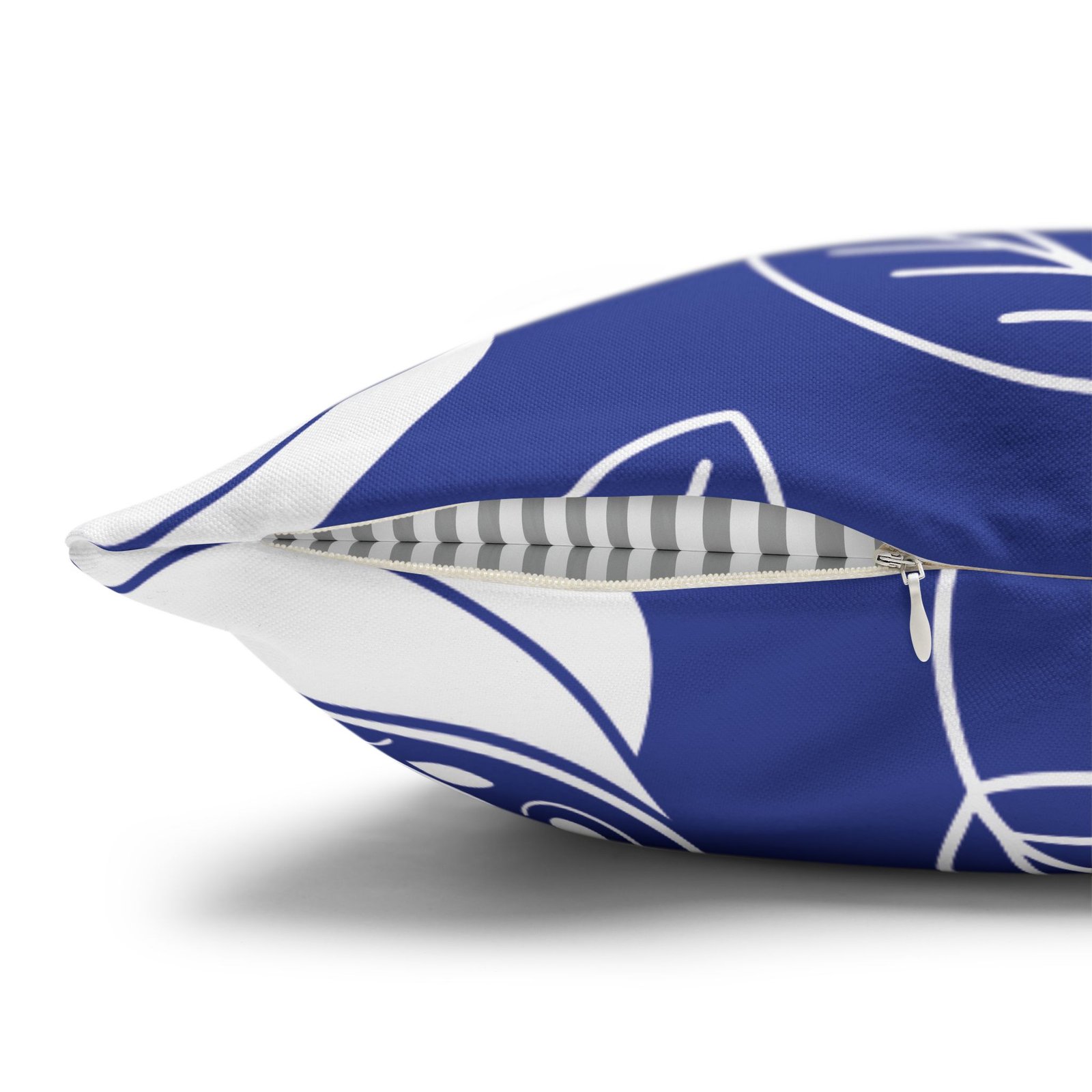 Square Pillowcase - Latte Coffee Cups, Ghosts, Leaves Pattern - Blue and White - For Coffee Lovers - Image 2