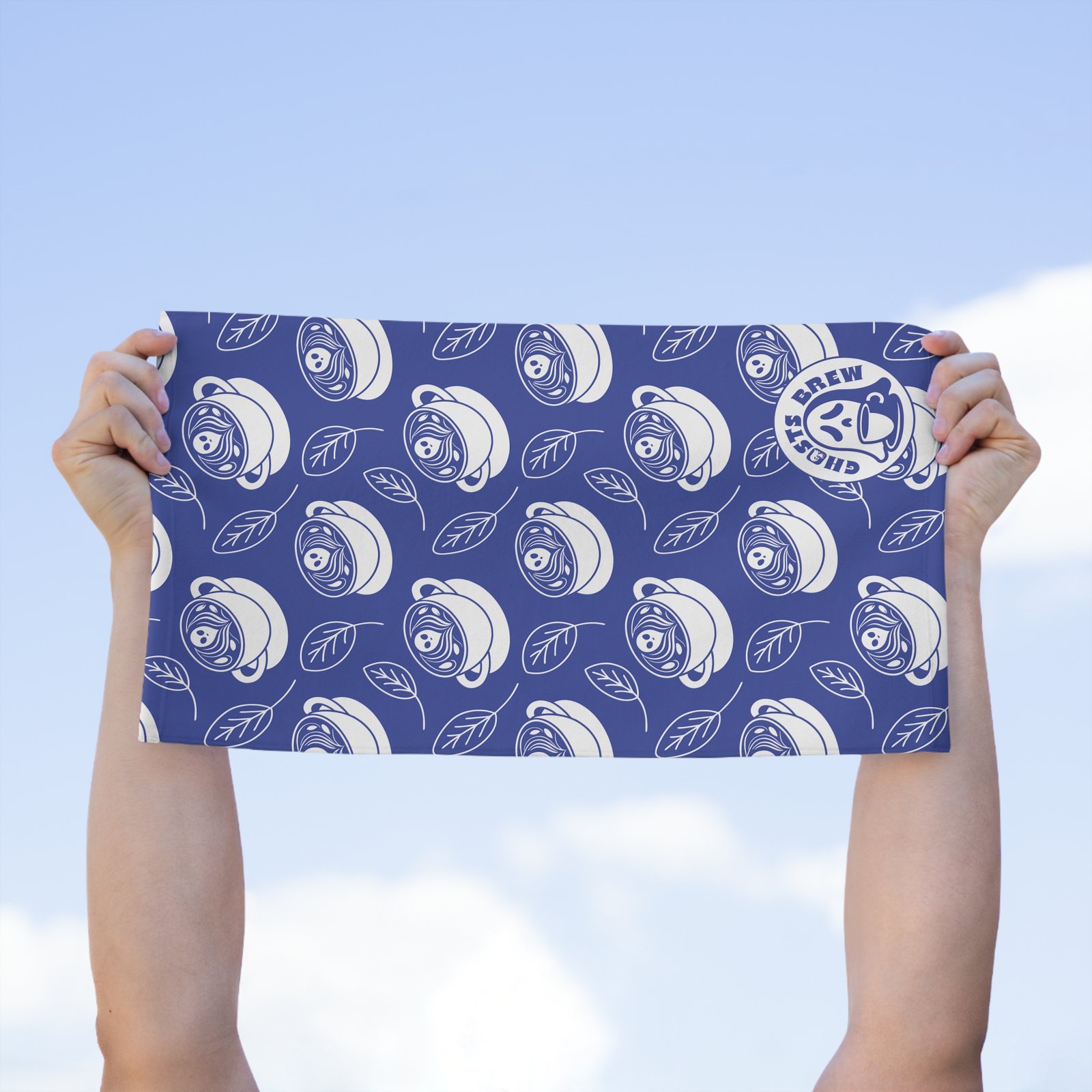 Rally Towel - Latte and Leaf Pattern - Perfect for Baking, Beach Days & Sports Events - Ghosts Brew - Image 3